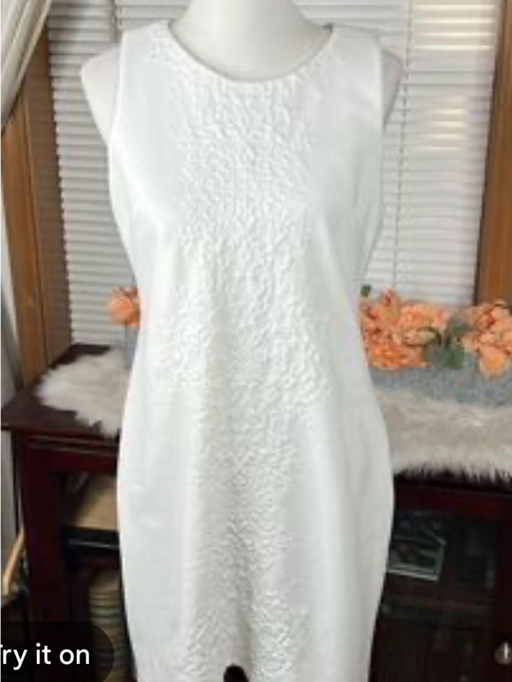 41 Hawthorn Sleeveless White Textured Shift Dress size medium - Picture 1 of 4